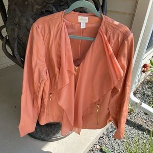 LIKE-NEW! CHICO’S 🍑 PEACH SIMULATED LEATHER JACKET!  SIZE 3